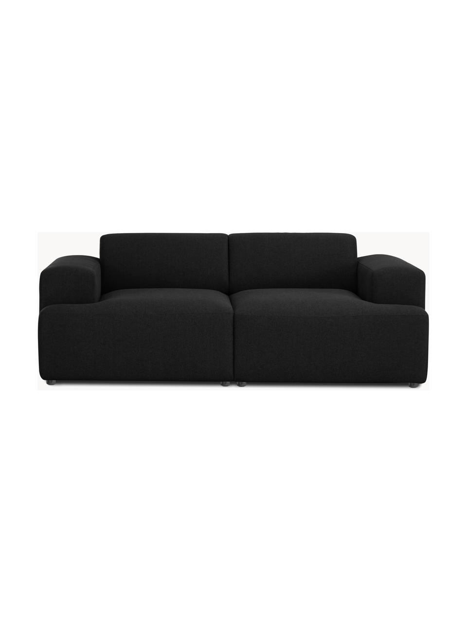 Sofa Melva (2-Sitzer), Bezug: 100% Polyester Der hochwe, Gestell: Massives Kiefernholz, Spa, Füße: Kunststoff Dieses Produkt, Webstoff Schwarz, B 198 x T 101 cm