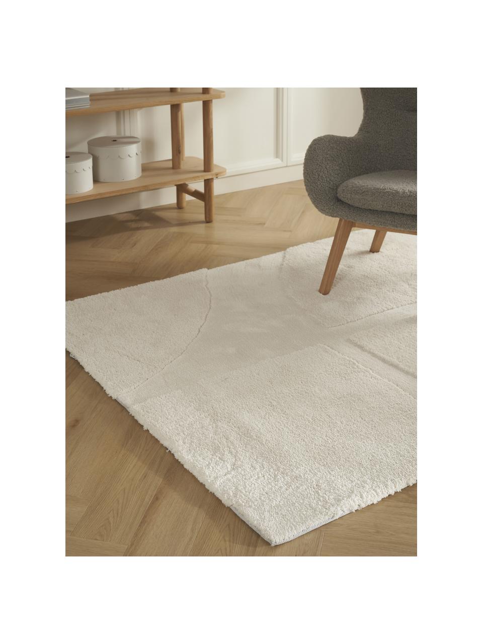 Tapis moelleux à poils longs en relief Jade, Blanc crème, larg. 80 x long. 150 cm (taille XS)