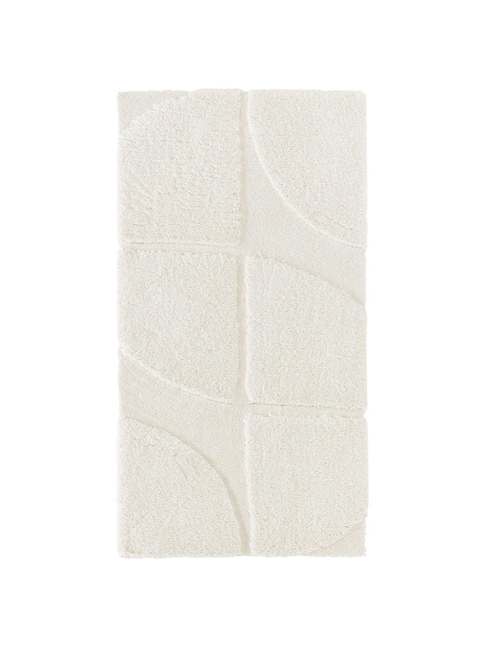 Tappeto soffice a pelo lungo con struttura alta-bassa rialzata Jade, Retro: 55% poliestere, 45% coton, Bianco crema, Larg. 80 x Lung. 150 cm (taglia XS)