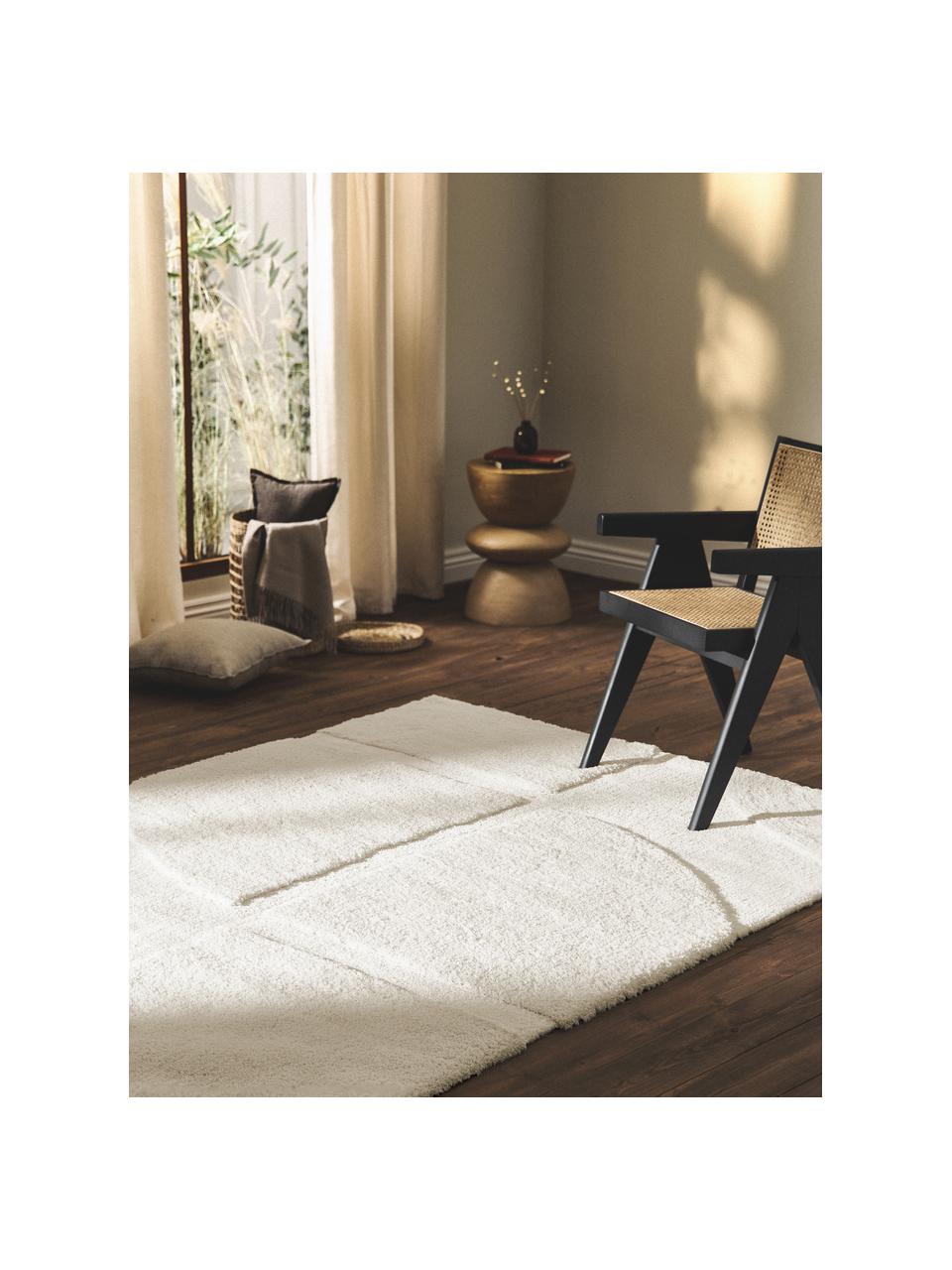 Tapis moelleux à poils longs texturé Jade, Blanc crème, larg. 120 x long. 180 cm (taille S)