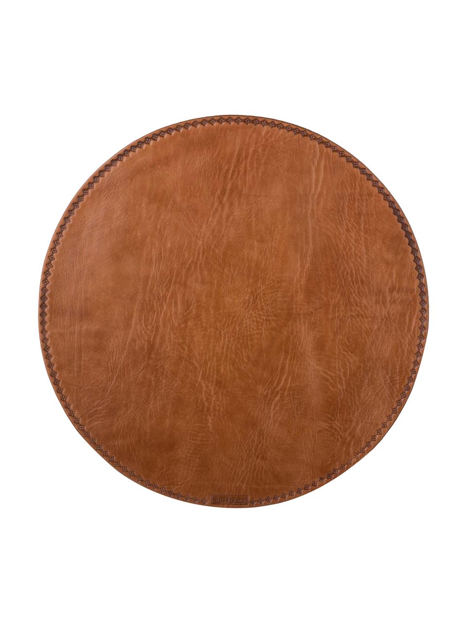 Set de table rond en cuir Lia, Brun