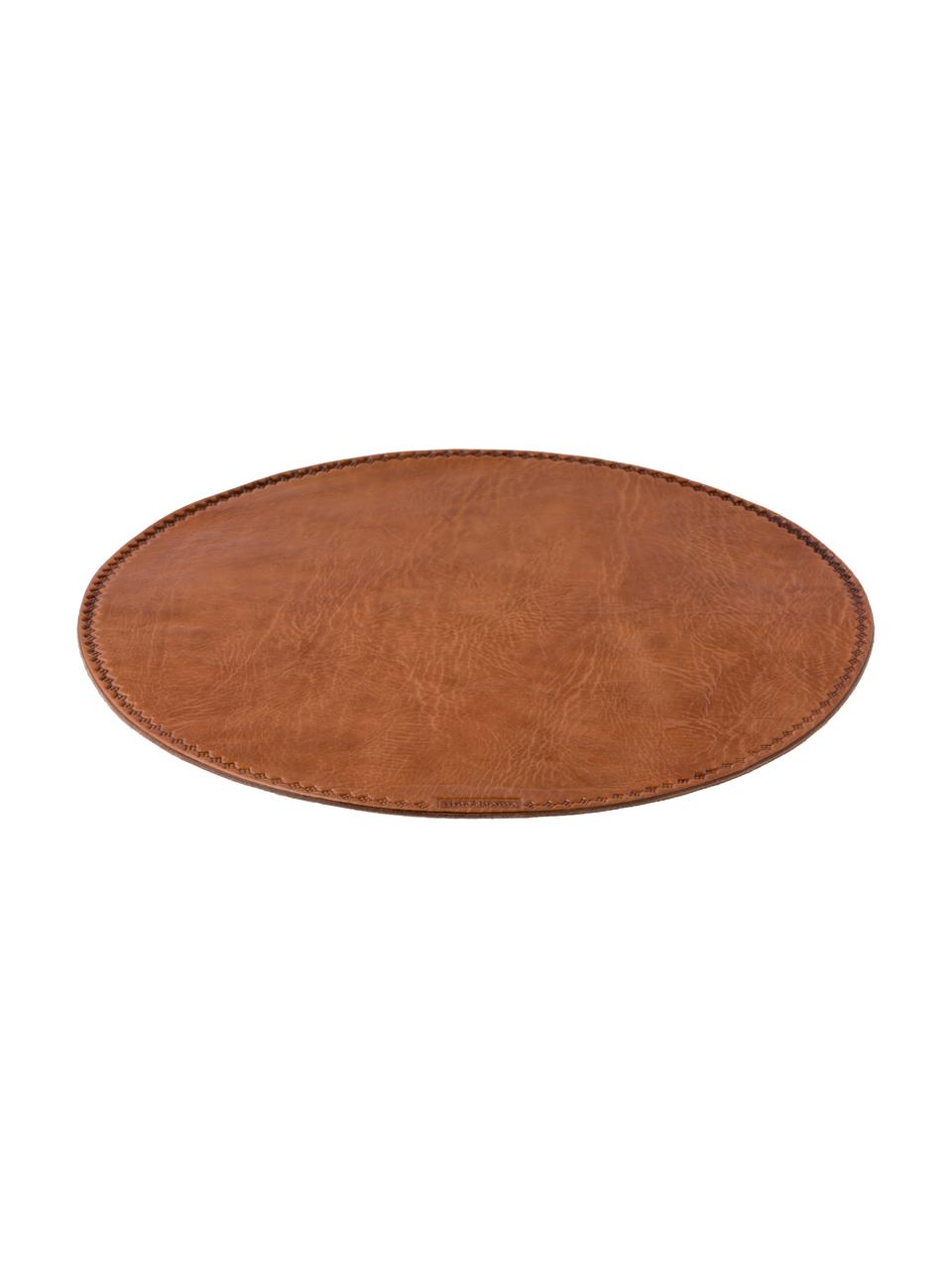 Ronde placemat Lia, Leer, Bruin, Ø 40 cm