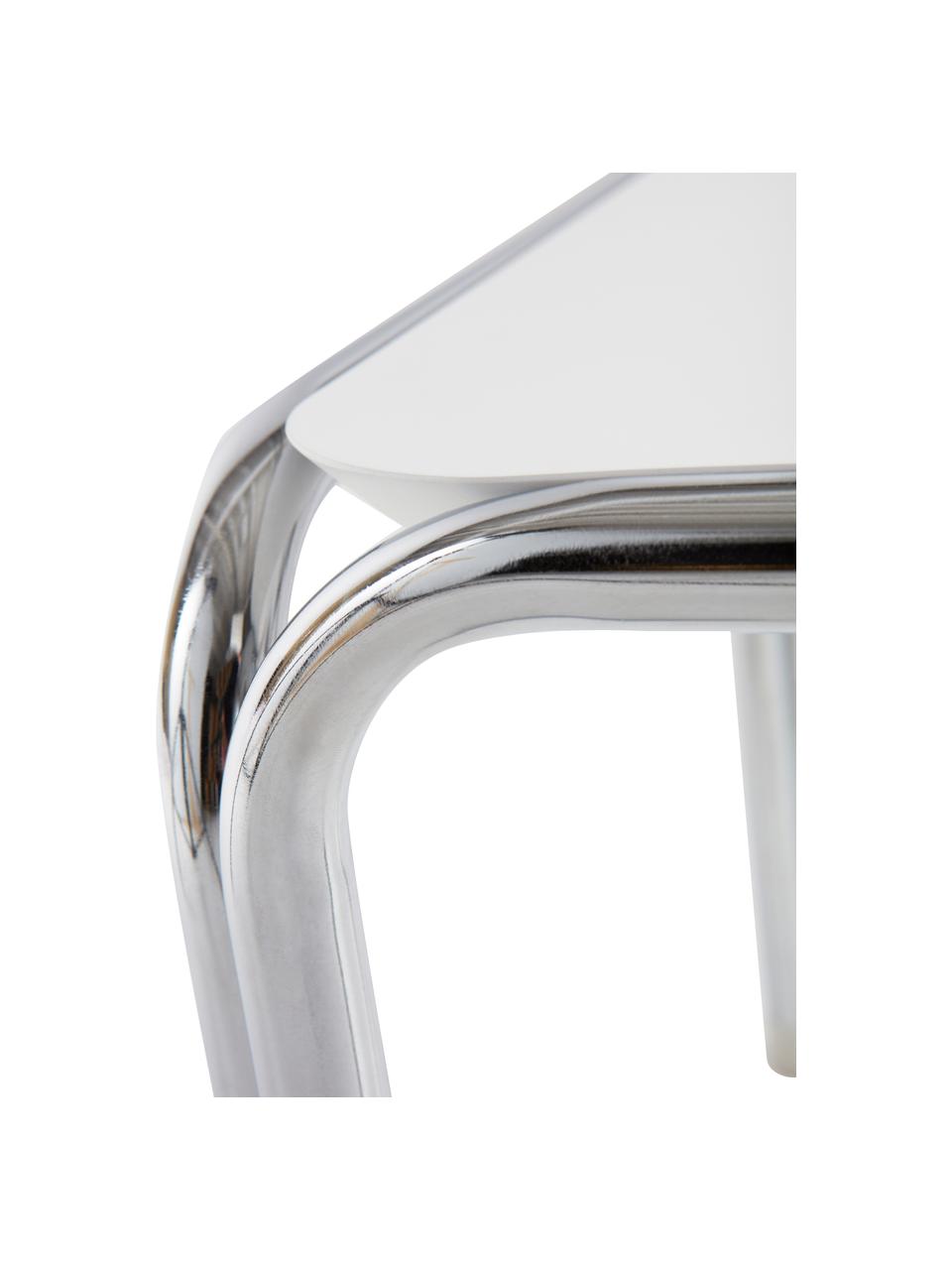 Table Dayton, 120 x 120 cm, Blanc cassé, argenté, larg. 120 x prof. 120 cm