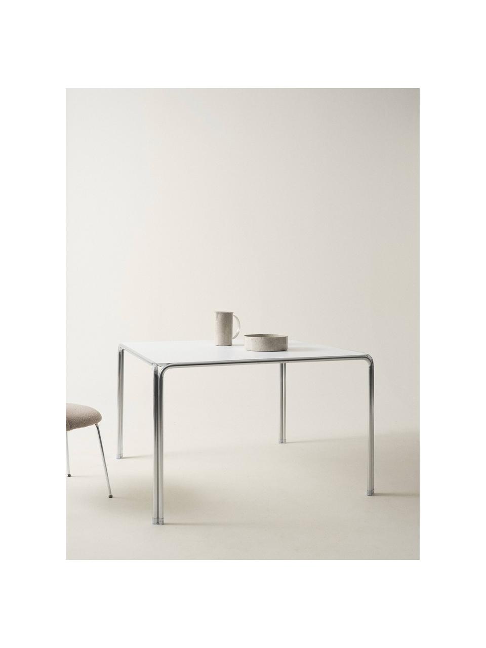 Table Dayton, 120 x 120 cm, Blanc cassé, argenté, larg. 120 x prof. 120 cm