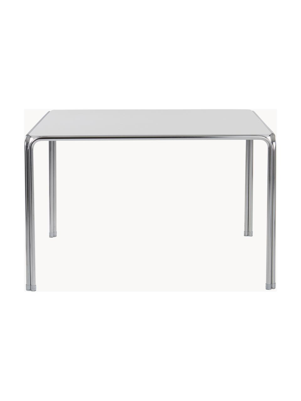 Mesa de comedor Dayton, 120 x 120 cm, Tablero: tablero de fibras de dens, Estructura: metal recubierto, Blanco Off White, plateado, An 120 x Al 120 cm