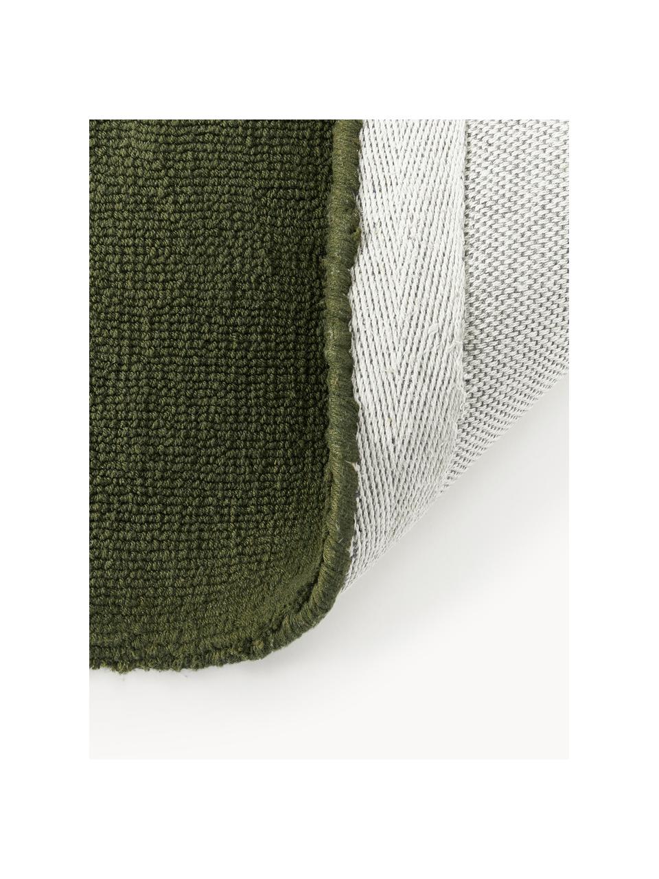 Tapis en coton tissé main Lora, Vert olive, larg. 80 x long. 150 cm (taille XS)