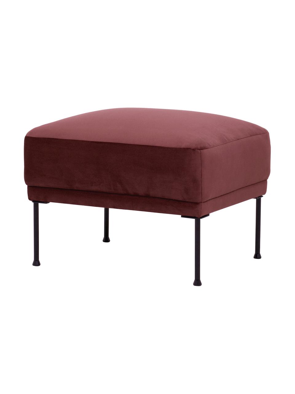 Sofa-Hocker Fluente aus Samt in Rostrot mit Metall-Füßen, Bezug: Samt (Hochwertiger Polyes, Gestell: Massives Kiefernholz, Füße: Metall, pulverbeschichtet, Samt Rostrot, 62 x 46 cm