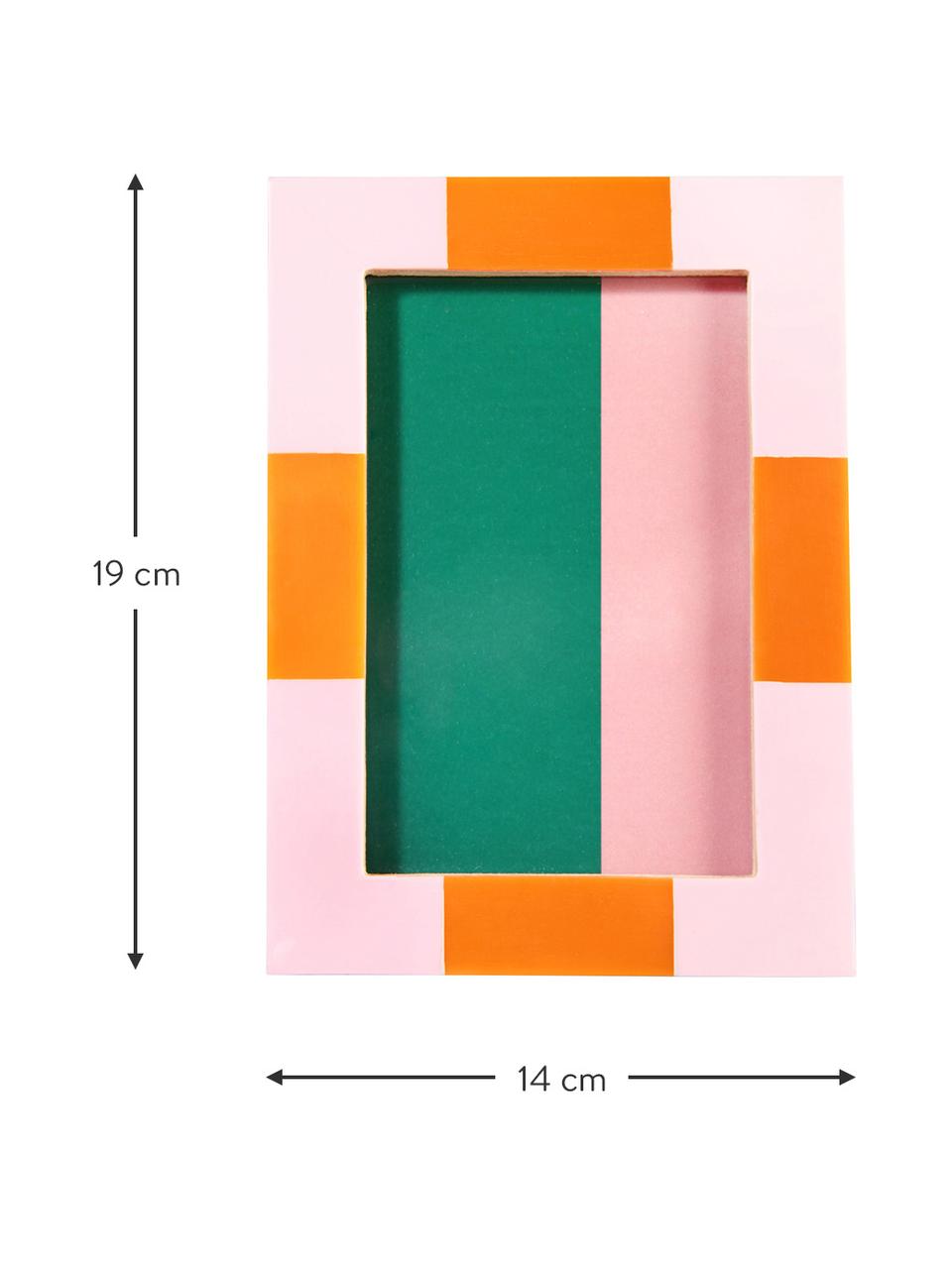 Cornice fotografica Check, Materiale sintetico, Rosa, bianco crema, 14 x 19 cm