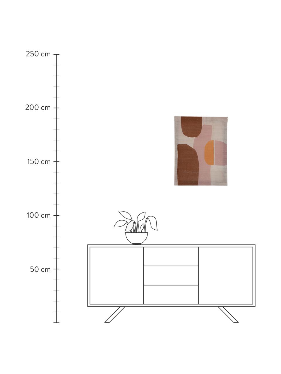 Nástěnná dekorace z hedvábí Balance, Hedvábí, Růžová, oranžová, hnědá, tlumená bílá, Š 50 cm, V 65 cm