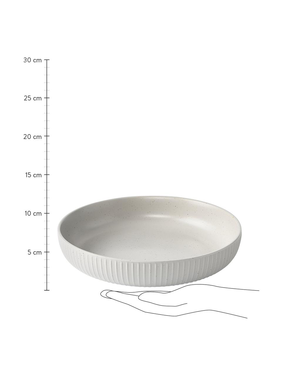 Platos hondos con relieves Rhea, 4 uds., Gres, Gris claro, Ø 24 x Al 4 cm