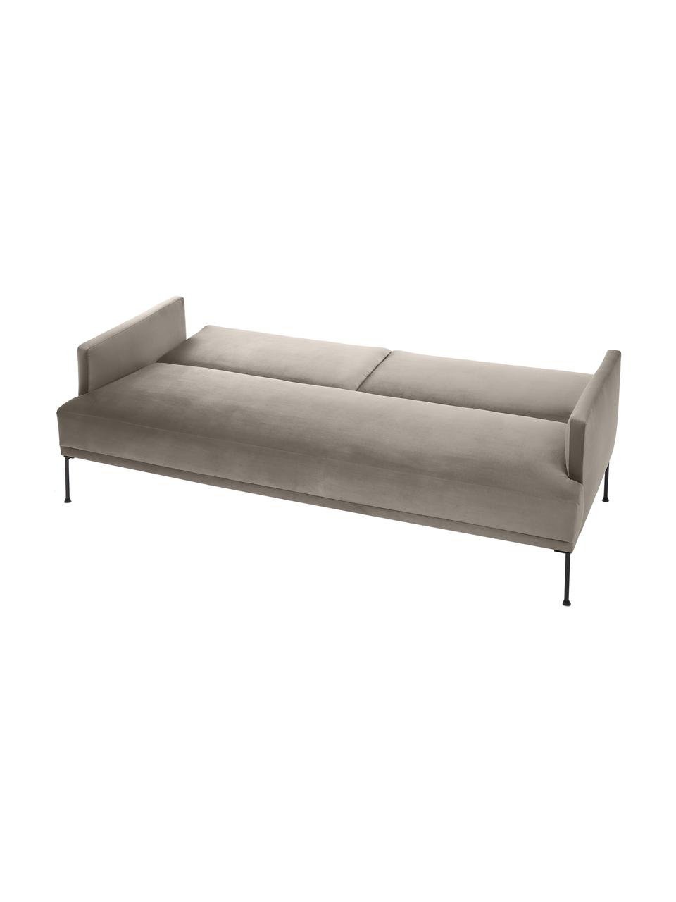 Divano letto 3 posti in velluto con piedini in metallo Fluente, Rivestimento: velluto (rivestimento in , Struttura: legno di pino massiccio, Piedini: metallo verniciato a polv, Velluto beige, Larg. 220 x Alt. 86 cm