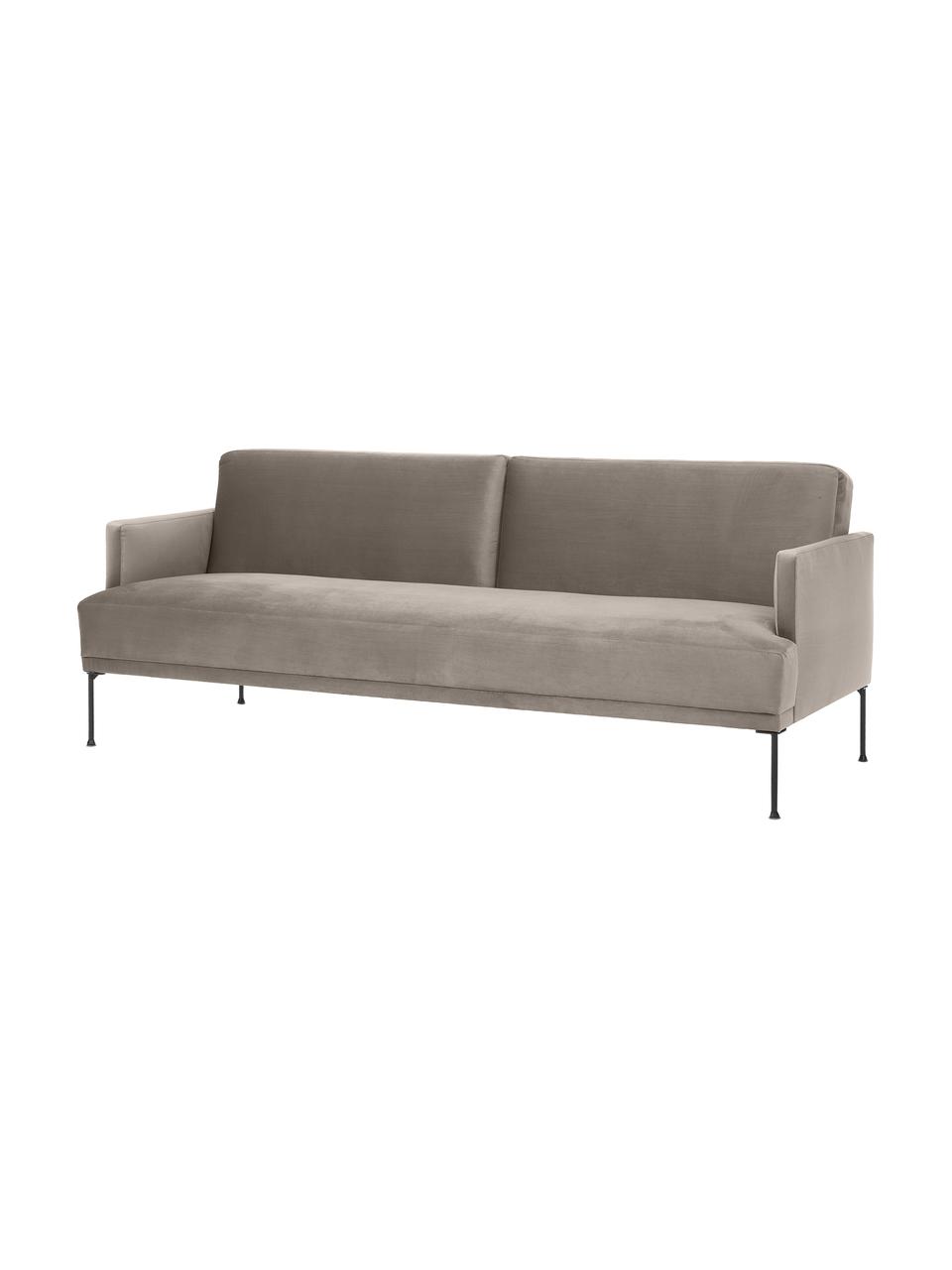Fluwelen slaapbank Fluente (3-zits), Bekleding: fluweel (hoogwaardig poly, Frame: massief grenenhout, FSC-g, Poten: gelakt metaal, Fluweel greige, B 220 x D 88 cm