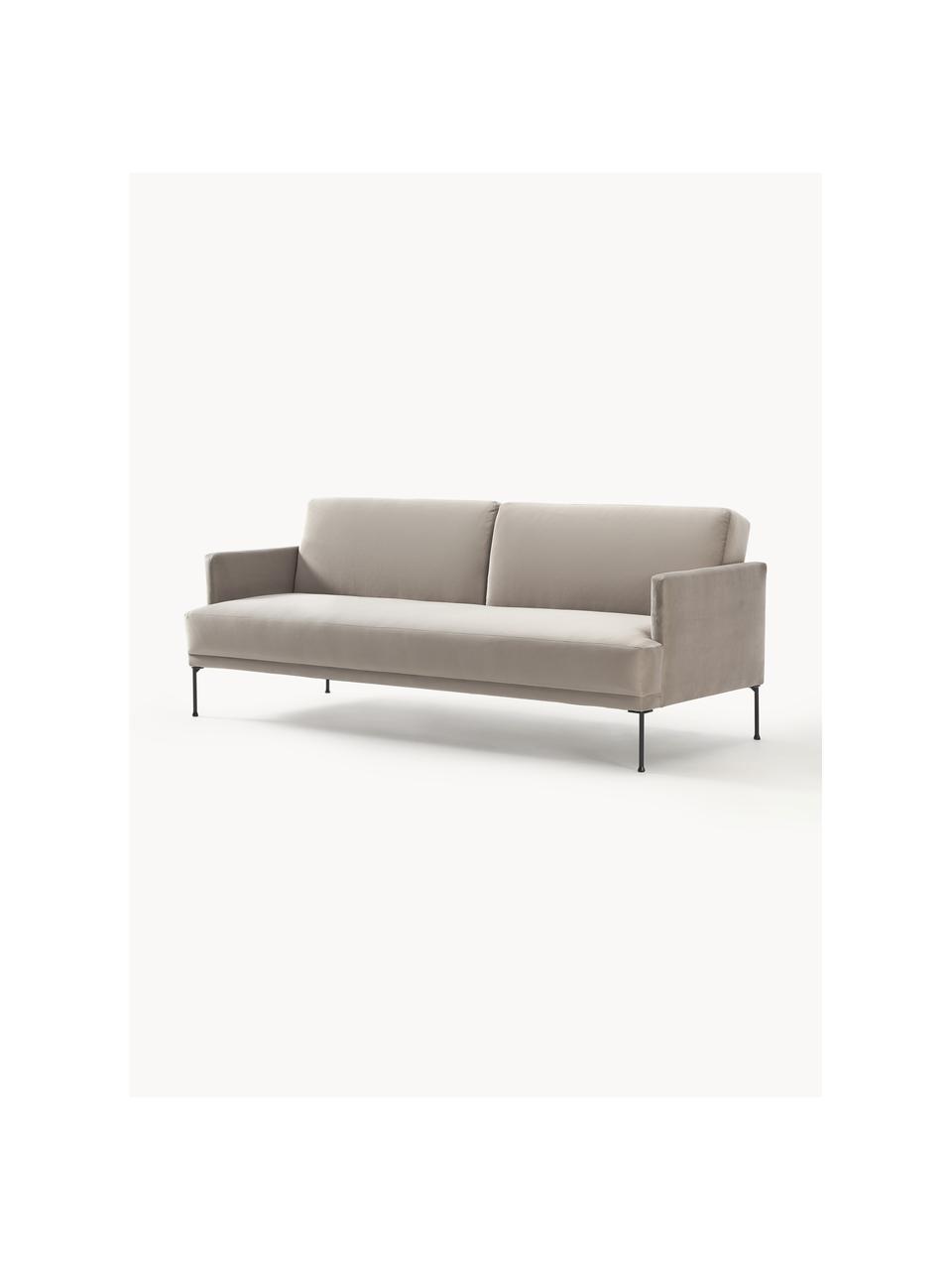 Samt-Schlafsofa Fluente (3-Sitzer), Bezug: Samt (Hochwertiger Polyes, Gestell: Massives Kiefernholz, Samt Greige, B 220 x T 88 cm