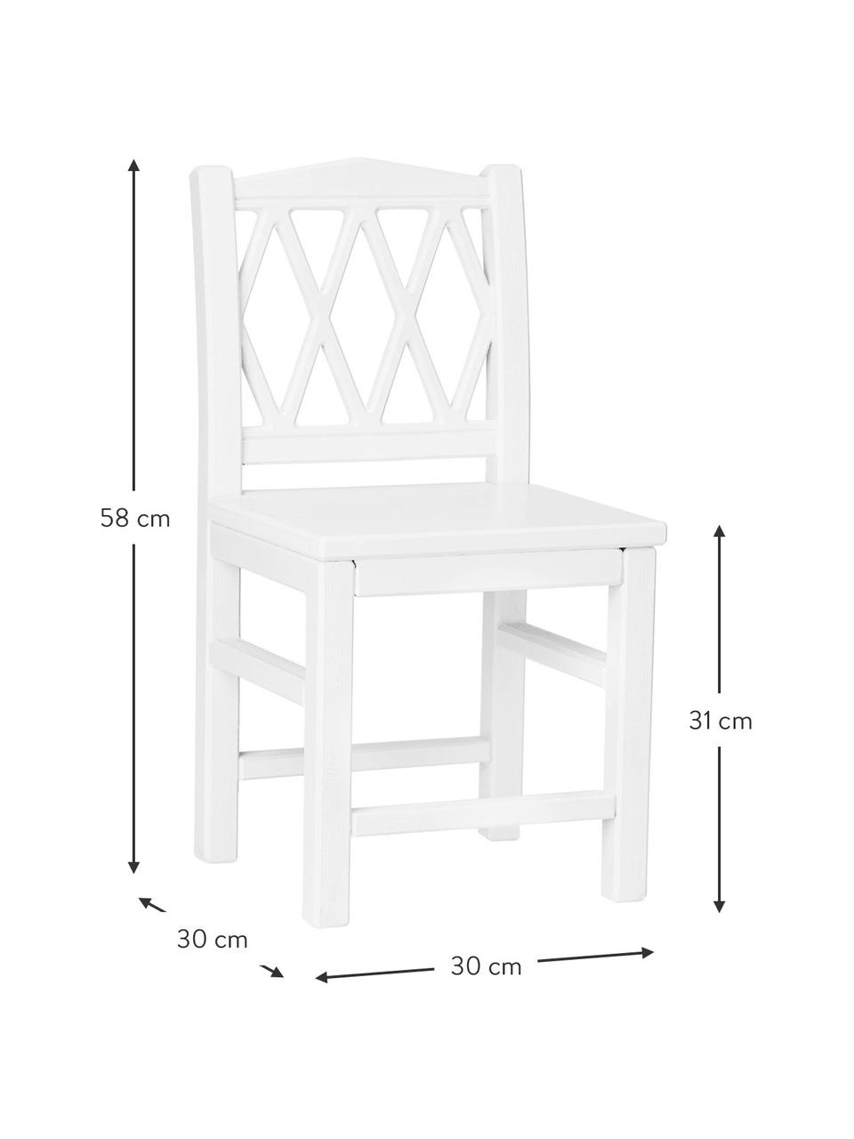 Silla infantil de madera Harlequin, Madera de abedul, tablero de fibras de densidad media (MDF), pintado con pintura libre de COV, Blanco, An 30 x Al 58 cm