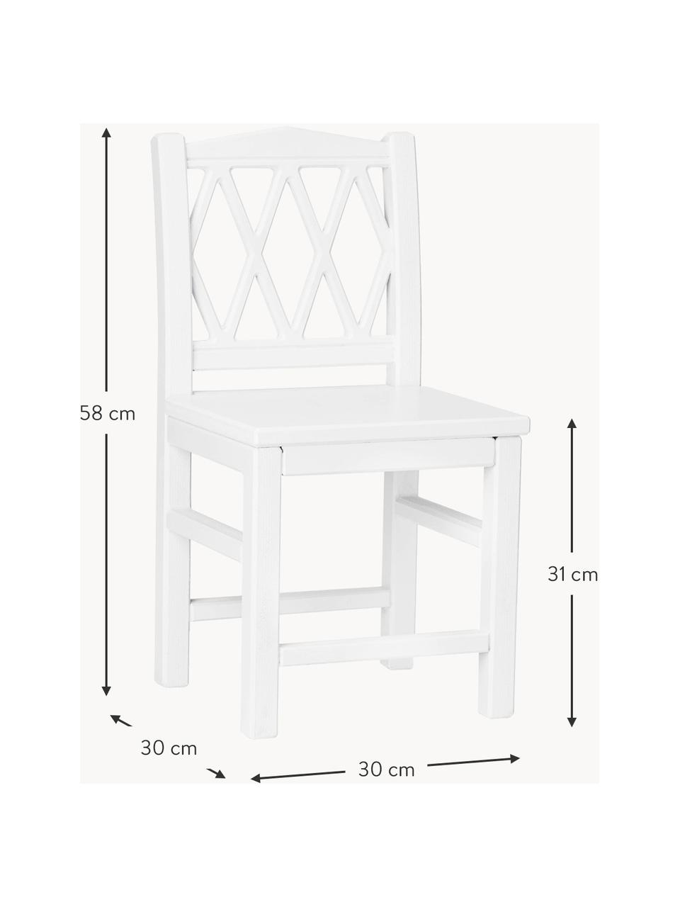 Silla infantil Harlequin, Madera de abedul, tablero de fibras de densidad media (MDF) pintado con pintura libre de COV

Este producto está hecho de madera de origen sostenible y con certificación FSC®., Madera de abedul lacada en blanco, An 30 x Al 58 cm