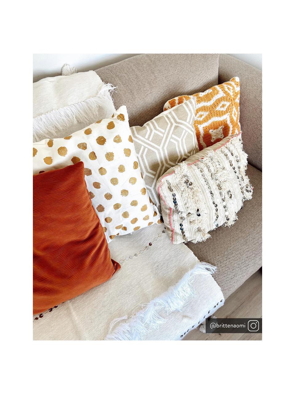 Gepunktete Kissenhülle Riley in Orange/Weiß, 100% Baumwolle, Orange, Weiß, 40 x 40 cm