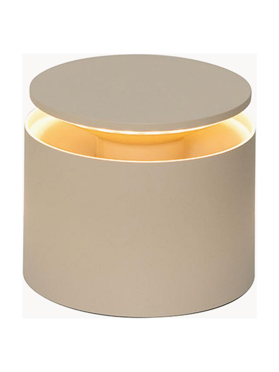 Lampada da tavolo piccola portatile a LED con luce regolabile Push-Up, Alluminio rivestito, Beige opaco, Ø 12 x Alt. 8 cm