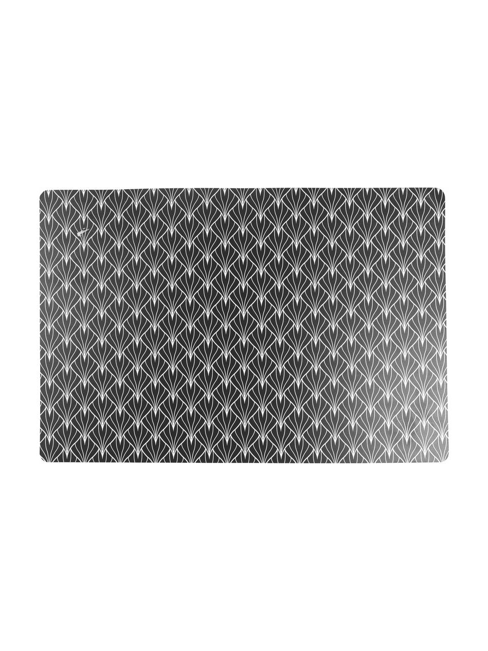 Set de table Deco Life, 6 élém., PVC, Anthracite, blanc, larg. 30 x long. 45 cm