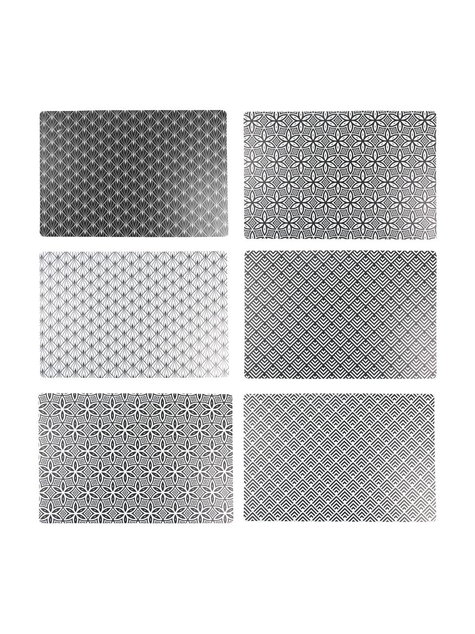 Kunststoff-Tischsets Deco Life, 6er Set, PVC-Kunststoff, Schwarz, Grau, B 30 x L 45 cm