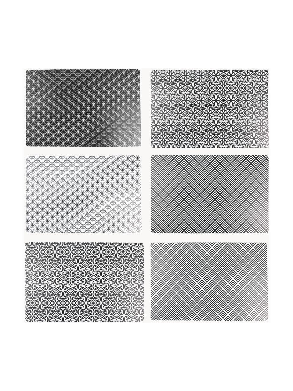 Set de table Deco Life, 6 élém., PVC, Anthracite, blanc, larg. 30 x long. 45 cm