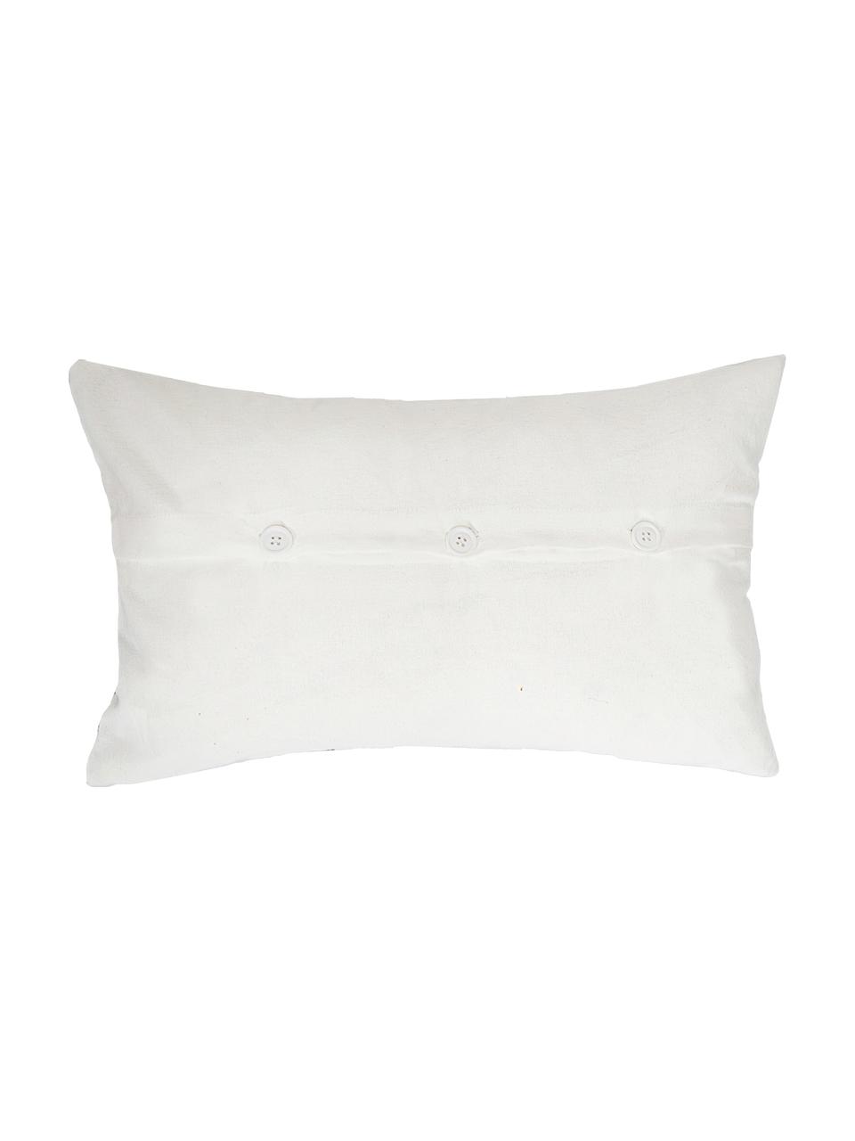 Housse de coussin rectangulaire boho Neo Berbère, Blanc, noir