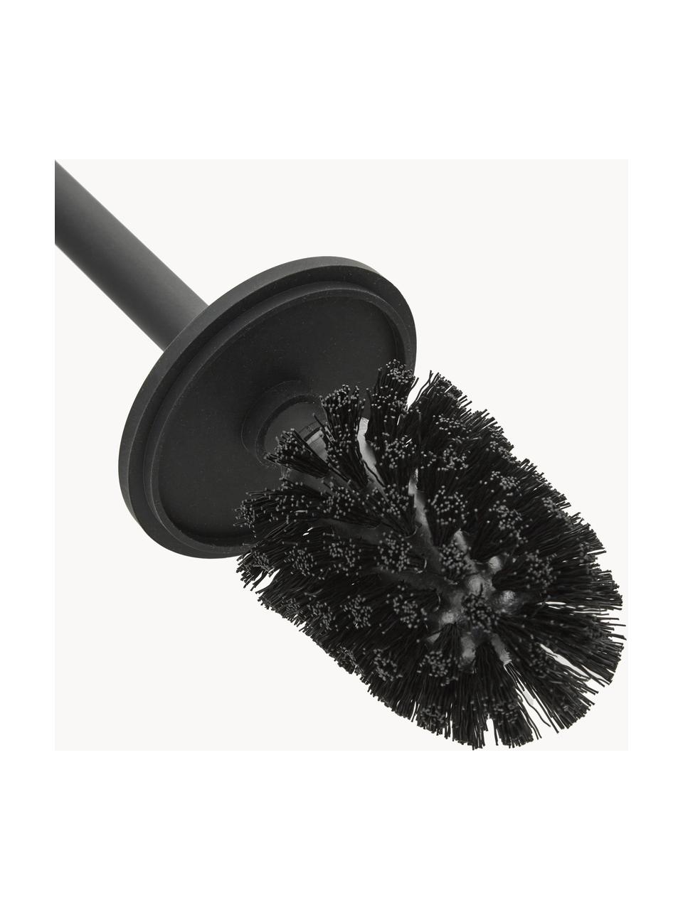 Brosse pour WC avec récipient en porcelaine Brush, Noir, mat, Ø 10 x haut. 37 cm