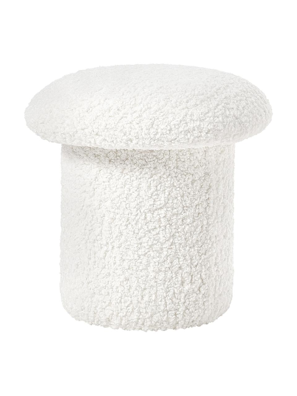 Sgabello in teddy Shroom, Rivestimento: 100% poliestere (teddy) C, Bianco, Ø 45 x Alt. 45 cm