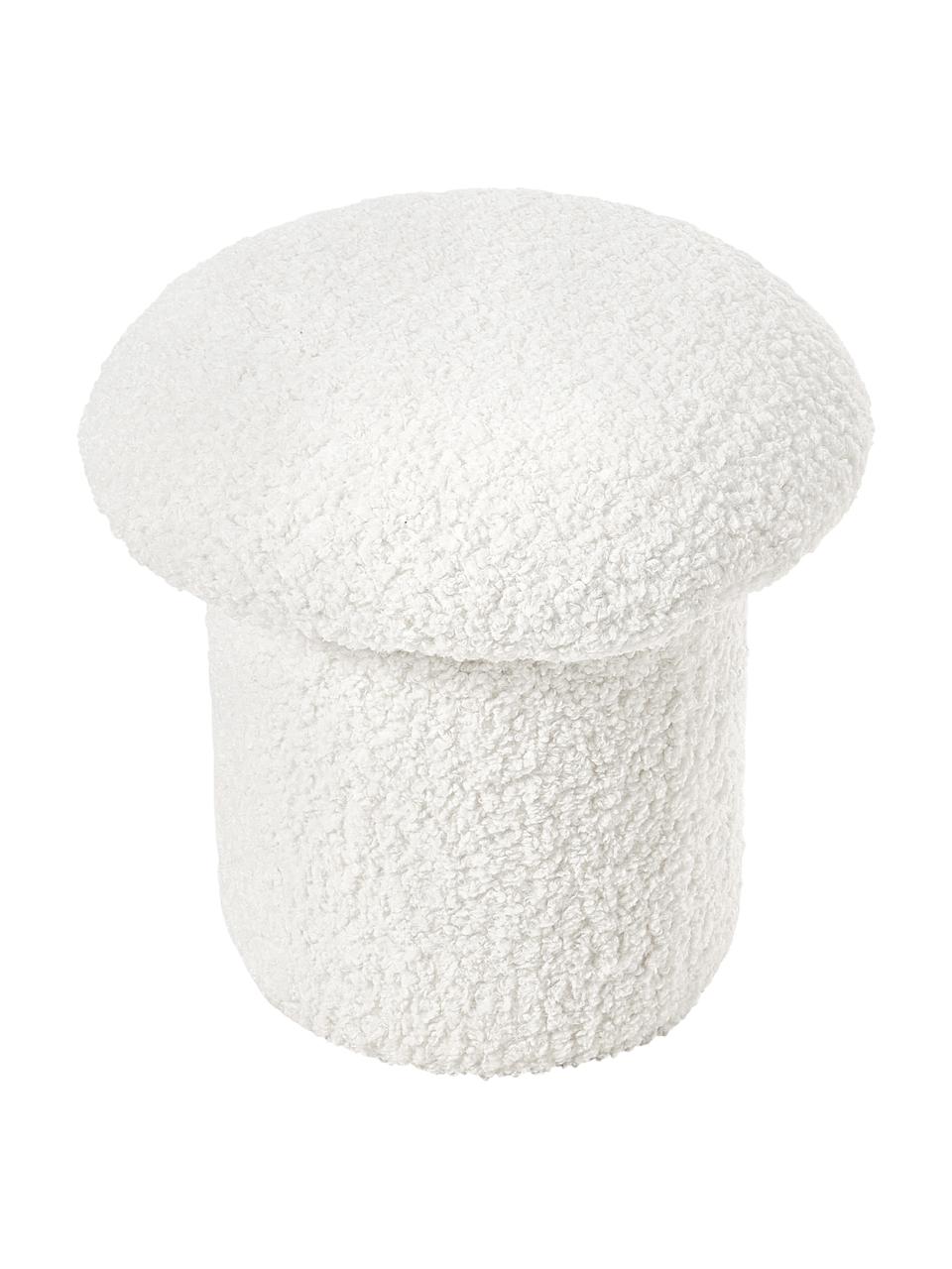 Teddy-Hocker Shroom, Bezug: 100 % Polyester (Teddyfel, Korpus: Mitteldichte Holzfaserpla, Weiß, Ø 45 x H 45 cm