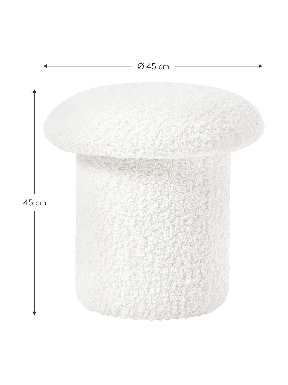 Sgabello in teddy Shroom, Rivestimento: 100% poliestere (teddy) C, Bianco, Ø 45 x Alt. 45 cm