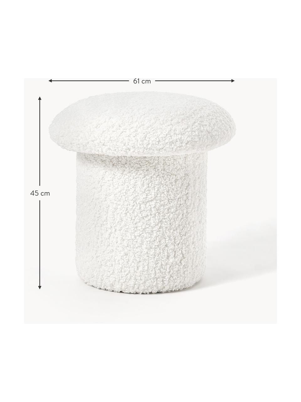 Puf de borreguillo Shroom, Tapizado: 100% poliéster (borreguil, Estructura: tablero de fibras de dens, Blanco, Ø 45 x Al 45 cm