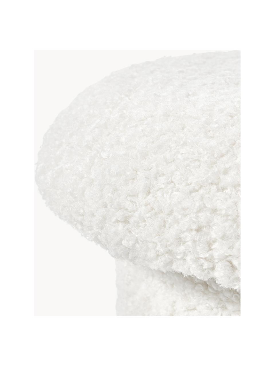 Teddy poef Shroom, Bekleding: 100% polyester (teddyvach, Wit, Ø 45 x H 45 cm