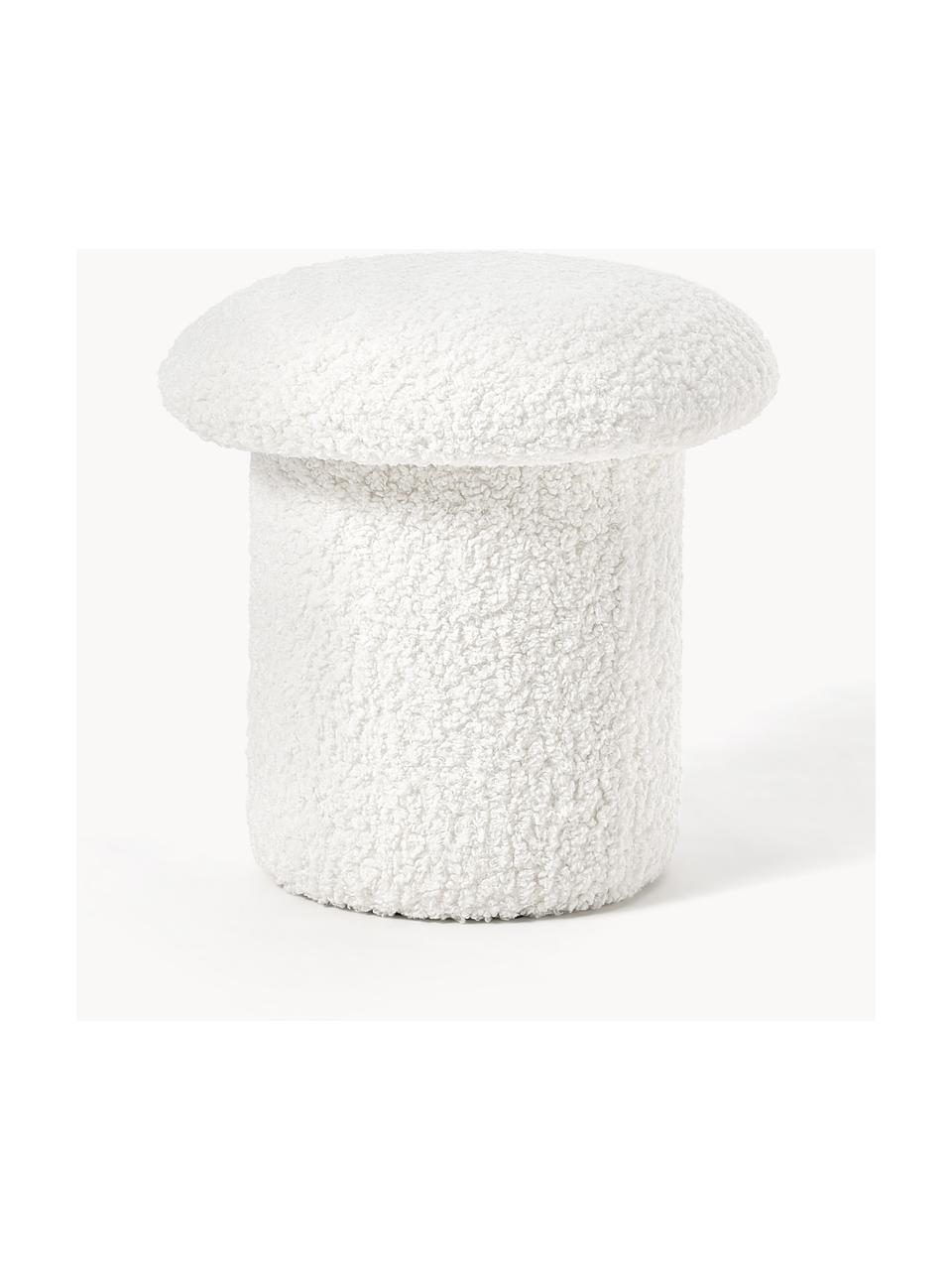 Teddy-Hocker Shroom, Bezug: 100 % Polyester (Teddyfel, Korpus: Mitteldichte Holzfaserpla, Weiss, Ø 45 x H 45 cm