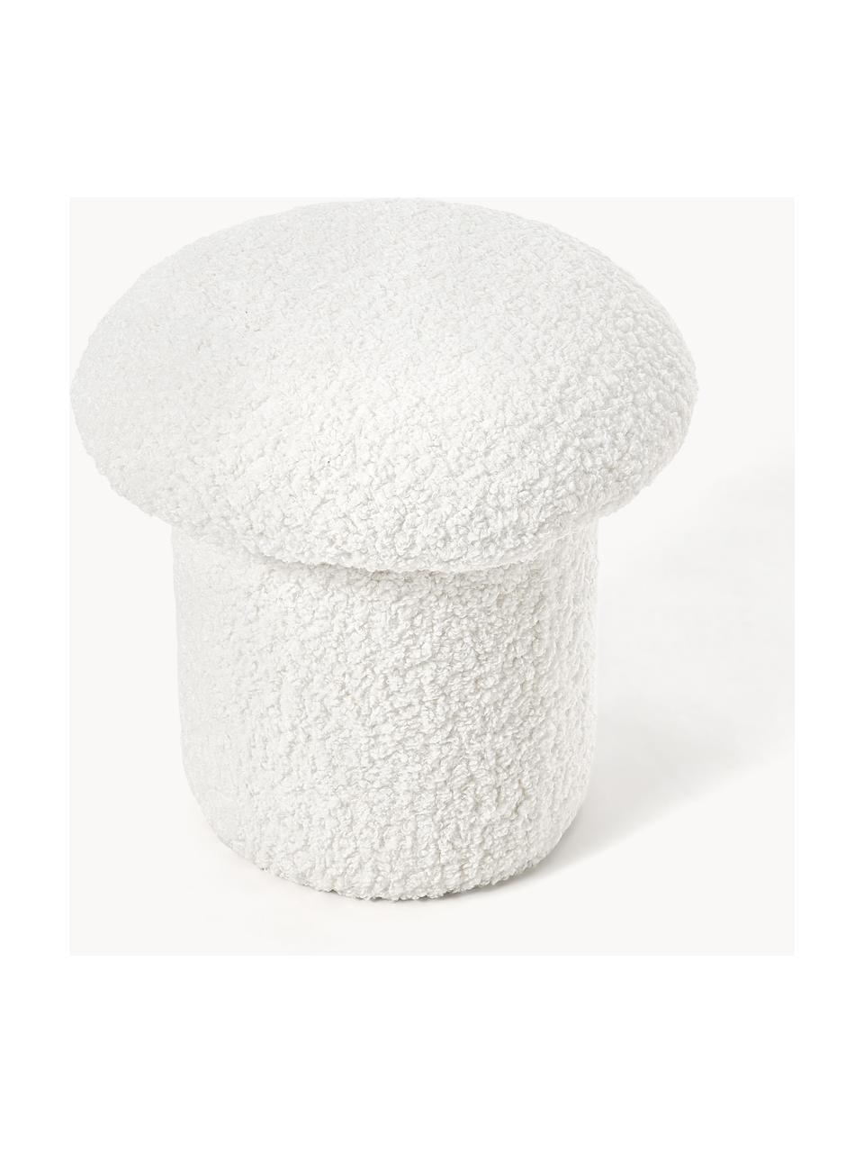 Pouf in teddy Shroom, Rivestimento: 100% poliestere (teddy) C, Bianco, Ø 45 x Alt. 45 cm