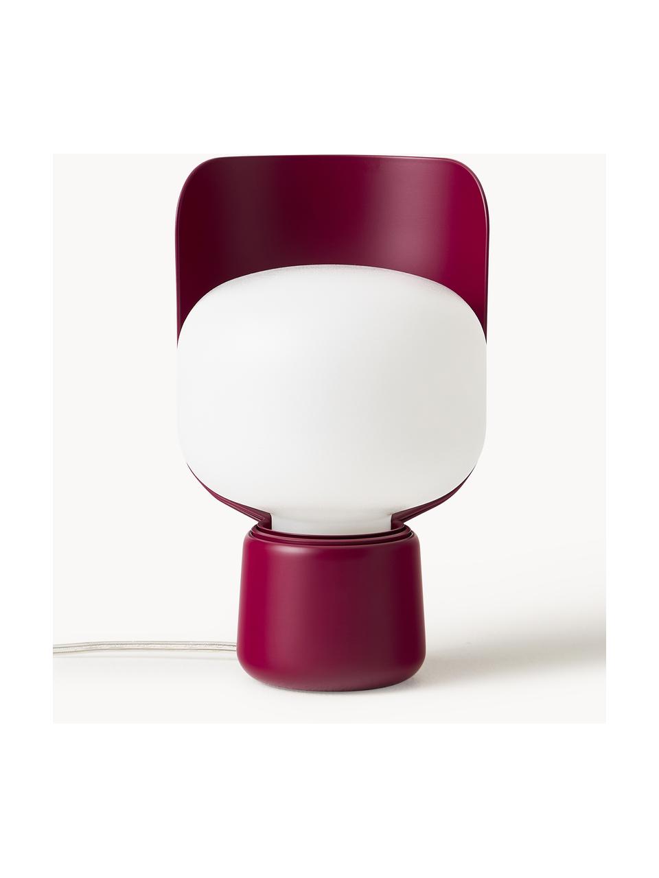 Kleine Tischlampe Blom, handgefertigt, Lampenschirm: Kunststoff, Weiß, Pflaume, Ø 15 x H 24 cm