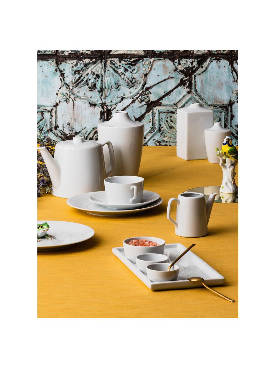 Ručne vyrobené porcelánové šálky na espresso s podšálkami Cosmopolitan, 2 ks, Porcelán, Biela, Ø 8 x V 7 cm, 50 ml