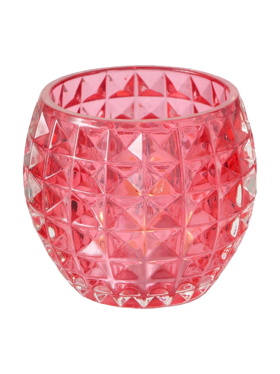 Windlichtenset Aliza, 3-delig, Glas, Rood, roze, Ø 10 cm
