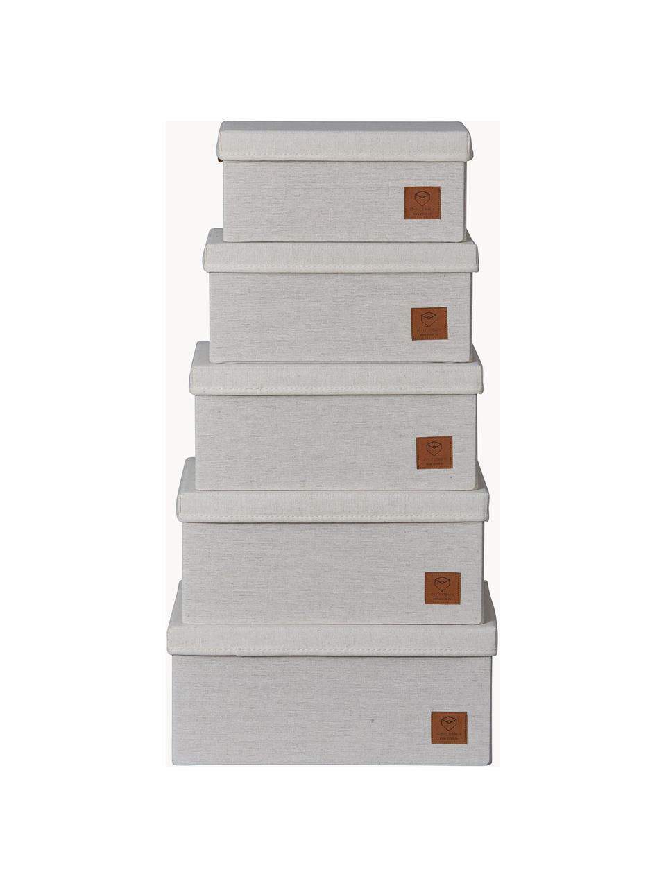 Boîtes de rangement Premium, 5 élém., Beige clair, brun, De différentes tailles