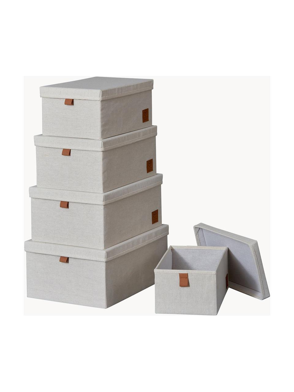 Komplet pudełek do przechowywania Premium, 5 elem., Jasny beżowy, brązowy, Komplet z różnymi rozmiarami