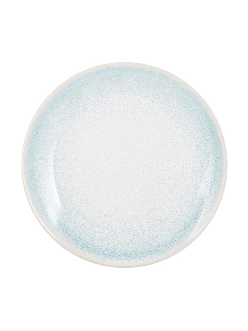 Set van 2 handgemaakte ontbijtborden Amalia met effectief glazuur, Keramiek, Lichtblauw, crèmewit, Ø 20 cm