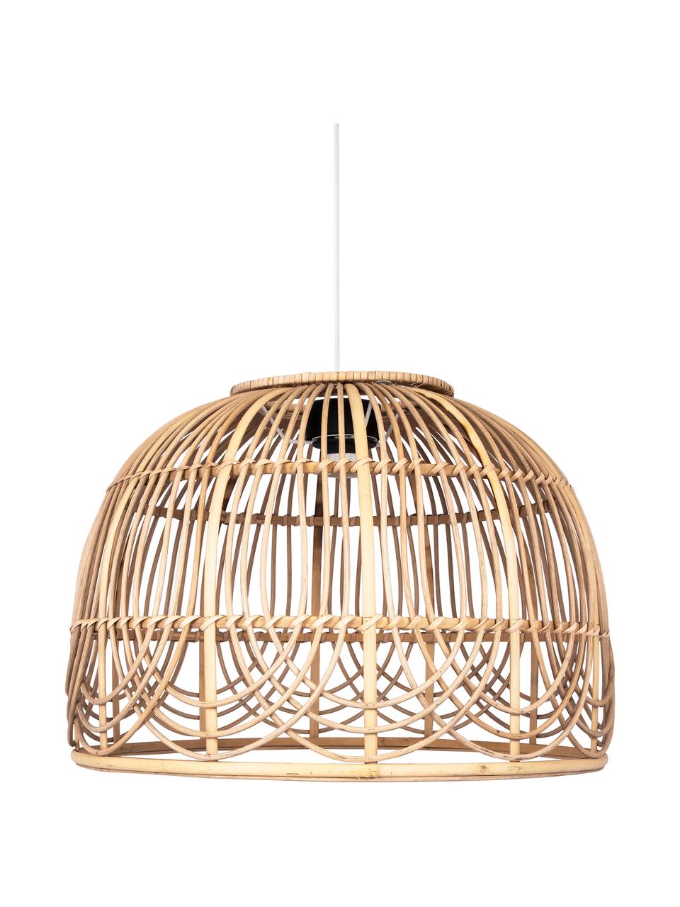 Hanglamp Bahama van rotan, Lampenkap: rotan, Baldakijn: gecoat metaal, Rotan, Ø 35 x H 24 cm