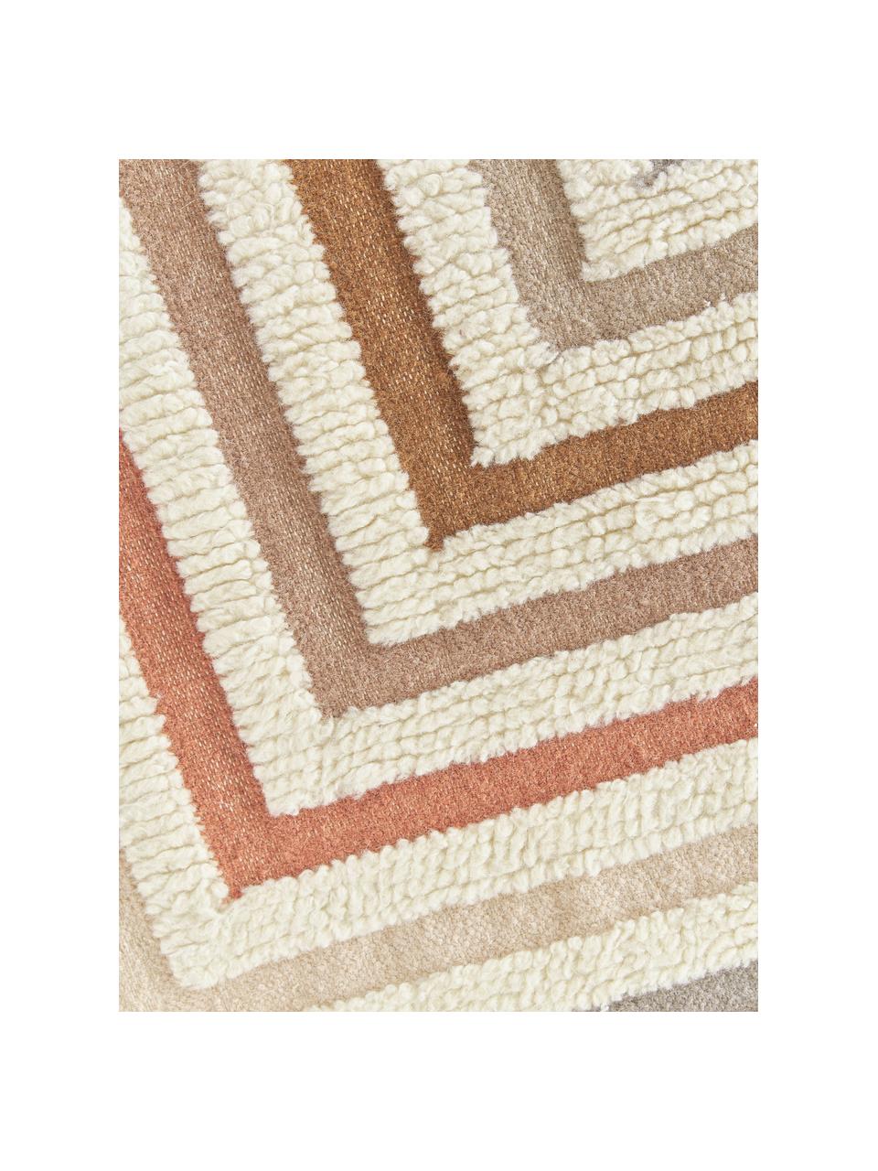 Tappeto kilim fatto a mano con frange Calais, 80% lana, 20% cotone

Nel caso dei tappeti di lana, le fibre posso allentarsi nelle prime settimane di utilizzo, questo si riduce con l'uso quotidiano e la peluria diminuisce., Beige, terracotta, taupe, Larg. 80 x Lung. 150 cm (taglia XS)