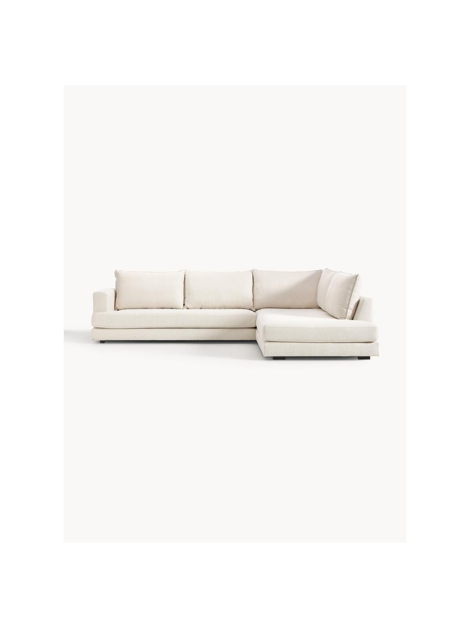 Ecksofa Tribeca, Bezug: 100 % Polyester Der hochw, Gestell: Massives Kiefernholz, Füße: Massives Buchenholz, lack, Webstoff Cremeweiß, B 274 x T 192 cm, Eckteil rechts