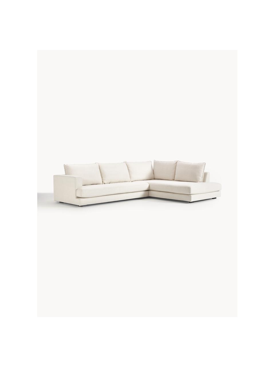 Canapé d'angle Tribeca, Tissu blanc crème, larg. 274 x prof. 192 cm, méridienne à droite