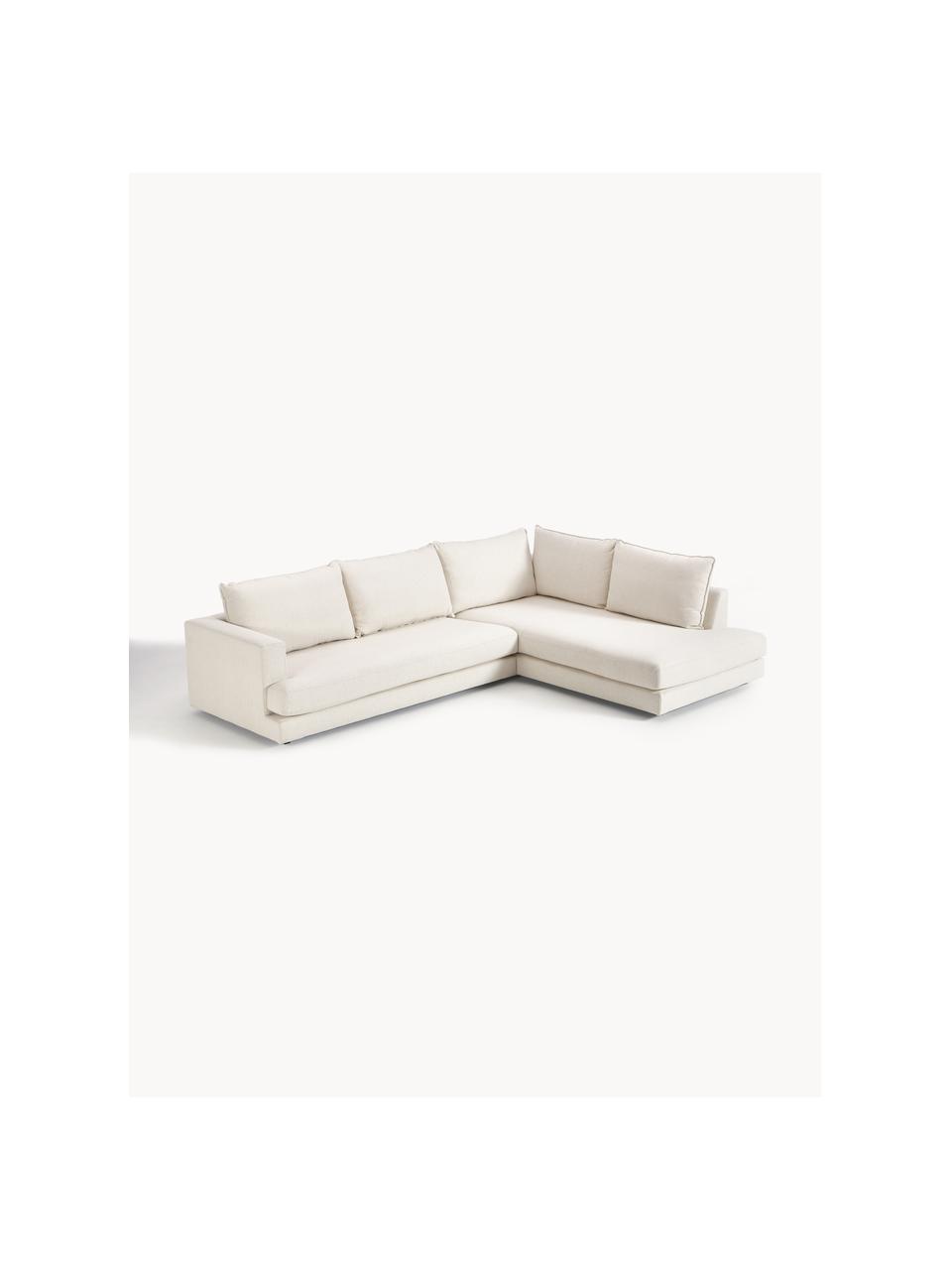 Ecksofa Tribeca, Bezug: 100 % Polyester Der hochw, Gestell: Massives Kiefernholz, Füße: Massives Buchenholz, lack, Webstoff Cremeweiß, B 274 x T 192 cm, Eckteil rechts