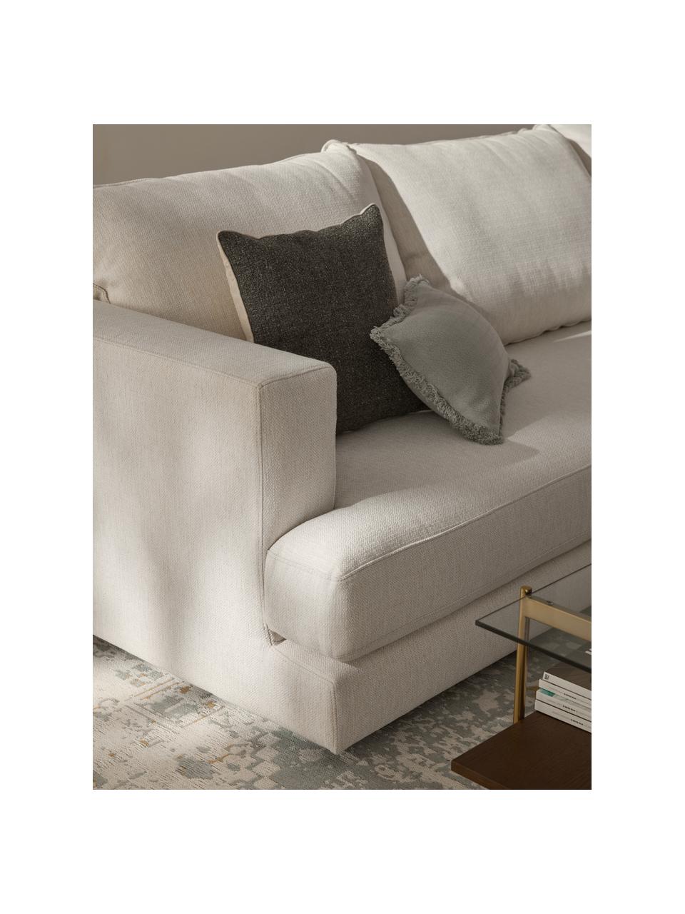 Ecksofa Tribeca, Bezug: 100 % Polyester Der hochw, Gestell: Massives Kiefernholz, Füße: Massives Buchenholz, lack, Webstoff Cremeweiß, B 274 x T 192 cm, Eckteil rechts