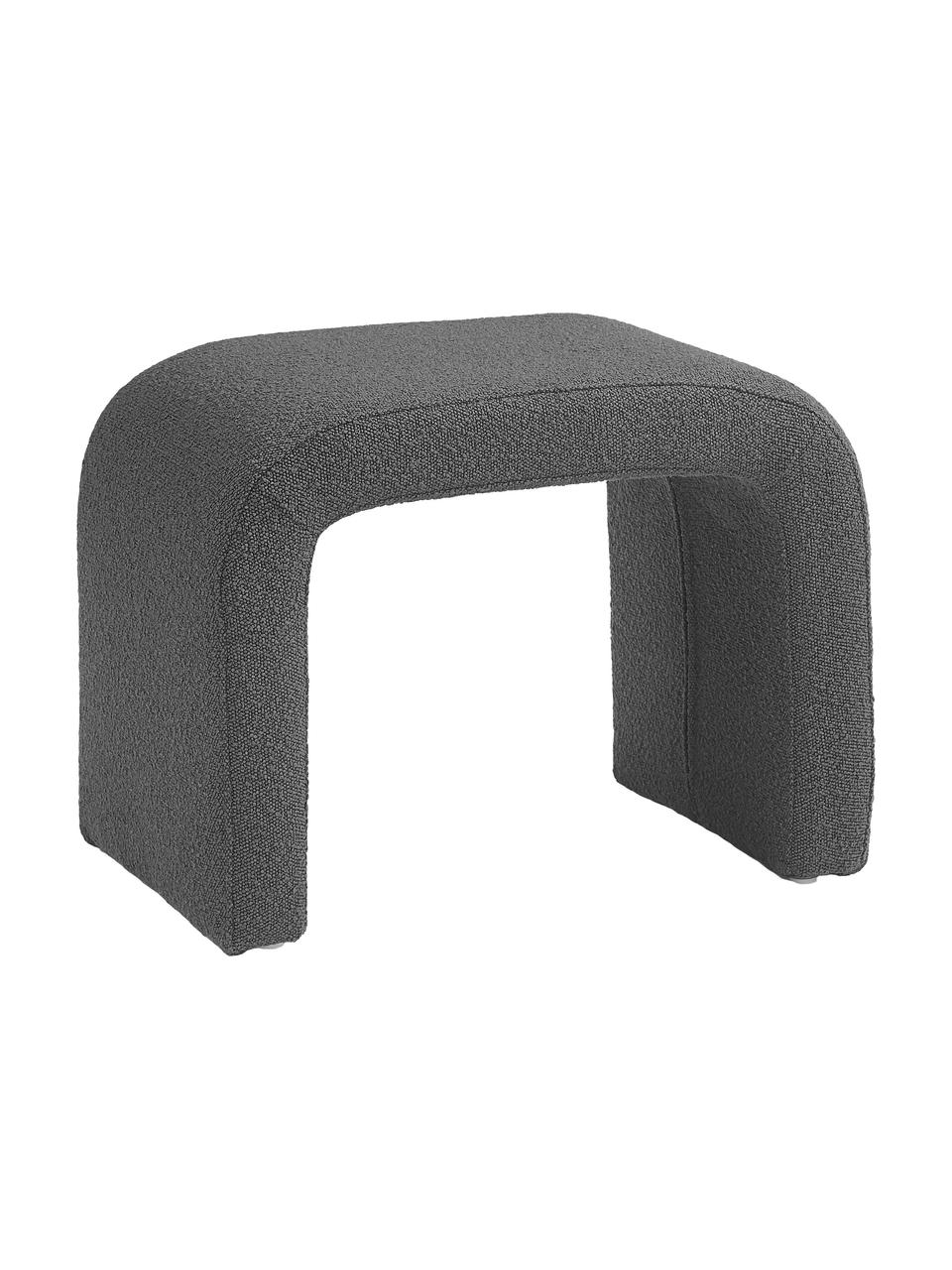 Stołek bouclé Penelope, Tapicerka: bouclé (100% poliester) D, Stelaż: metal, płyta wiórowa, Szary bouclé, S 61 x W 46 cm