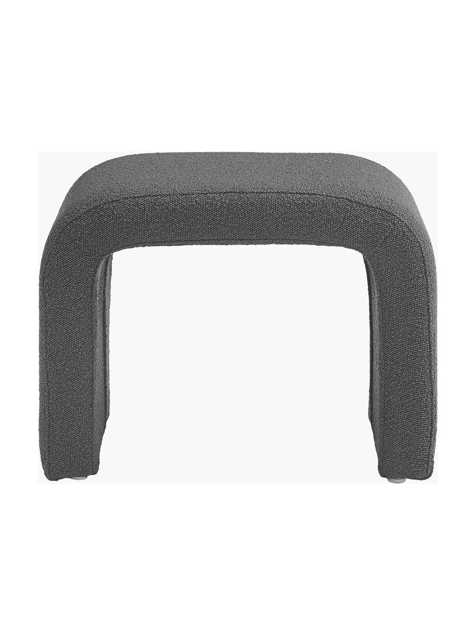 Tabouret gris en tissu bouclé Pénélope, Tissu bouclé gris, larg. 61 x haut. 46 cm