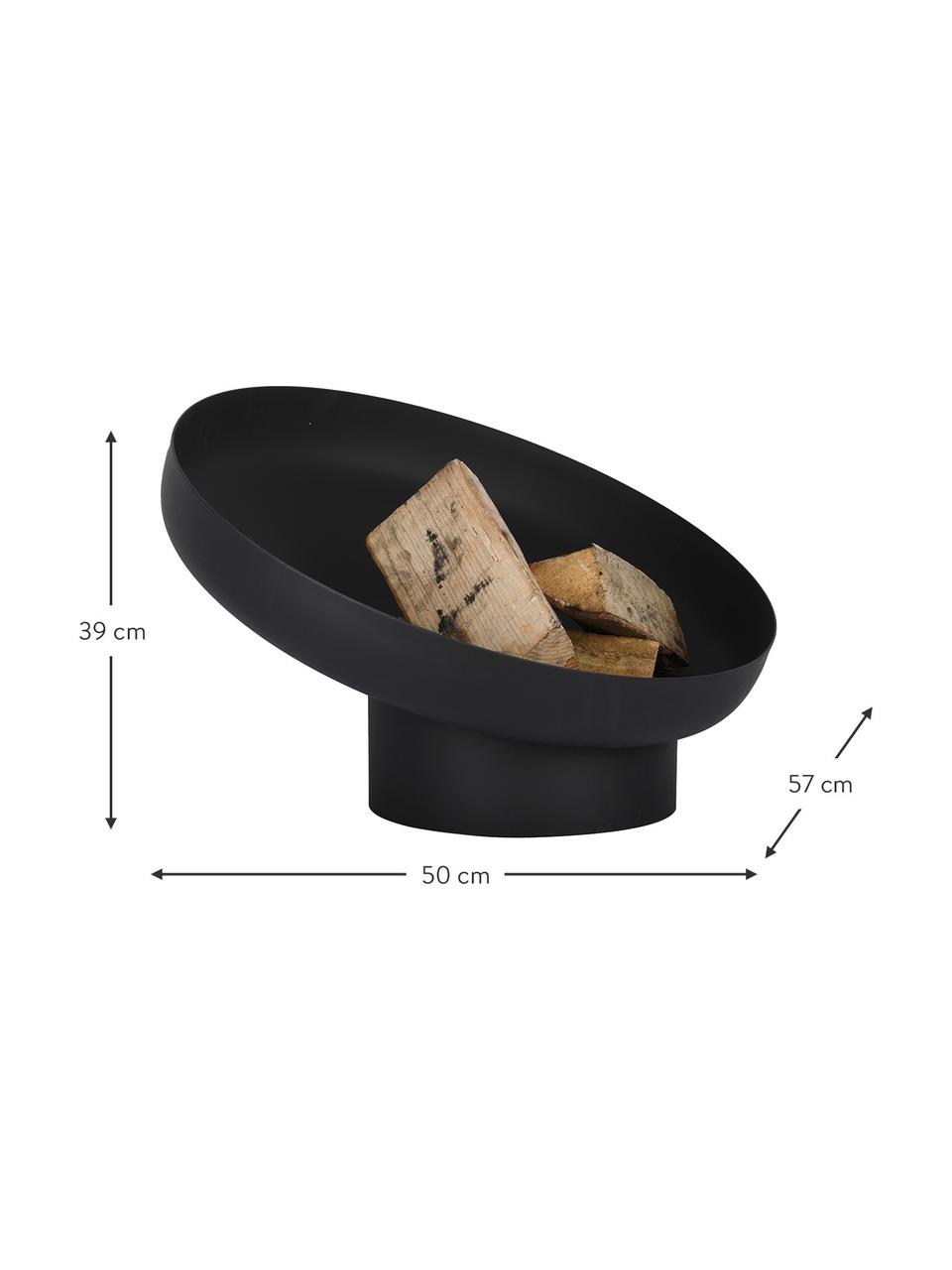 Braséro incliné Dannie, Métal, enduit, Noir, larg. 50 x haut. 39 cm