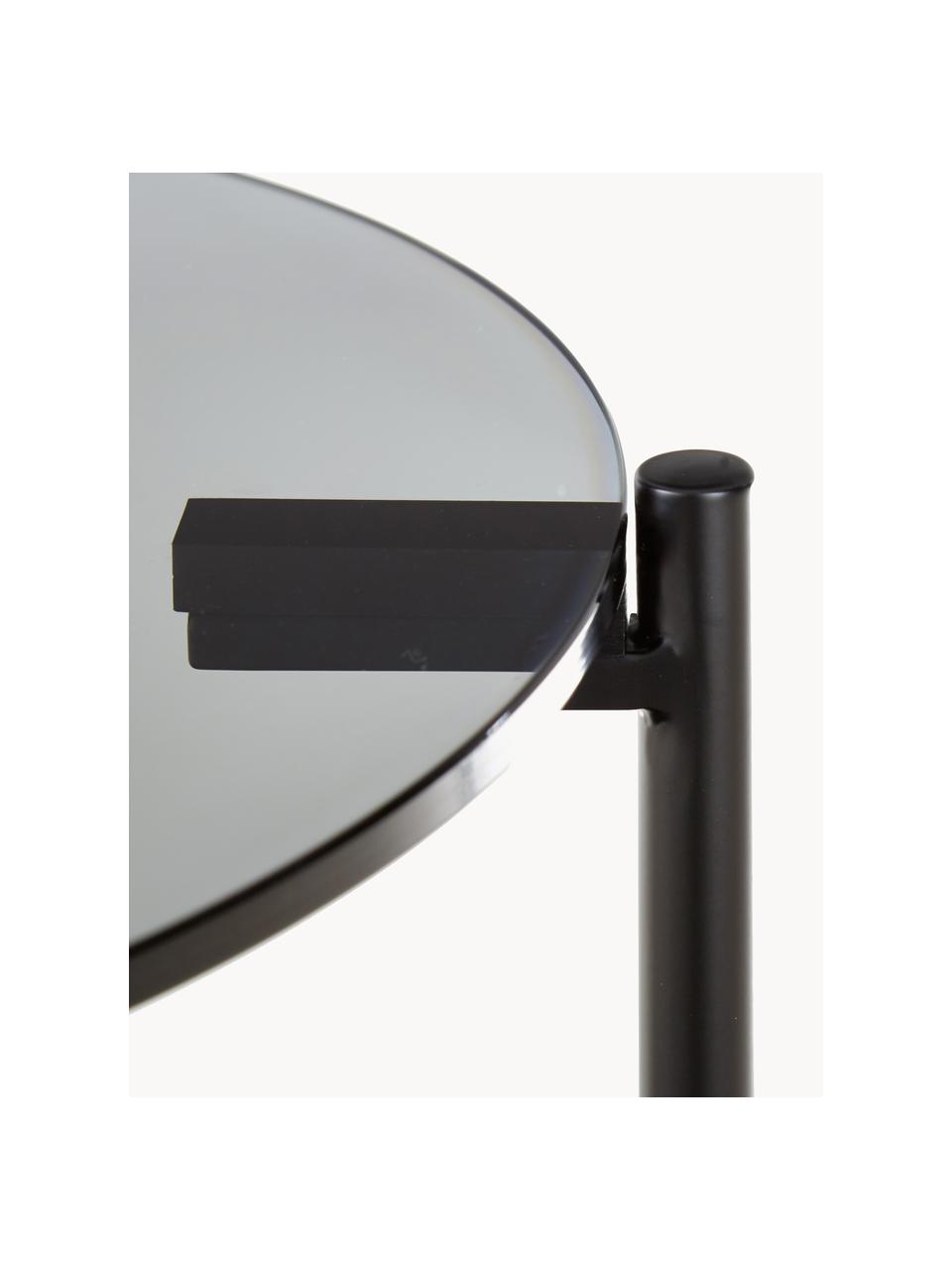Stolik pomocniczy ze szklanym blatem Valentina, Blat: szkło, Stelaż: metal malowany proszkowo, Drewno jesionowe lakierowane na czarno, Ø 44 x W 50 cm