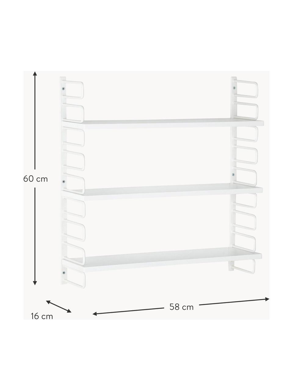 Mensola Ester, Ripiani: pannello MDF (fibra a med, Struttura: acciaio rivestito, Bianco, Larg. 58 x Alt. 60 cm